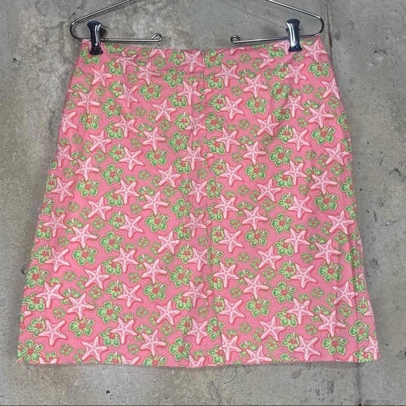 Vineyard vines pink green starfish hibiscus floral mini skirt size 4 small - Picture 2 of 6